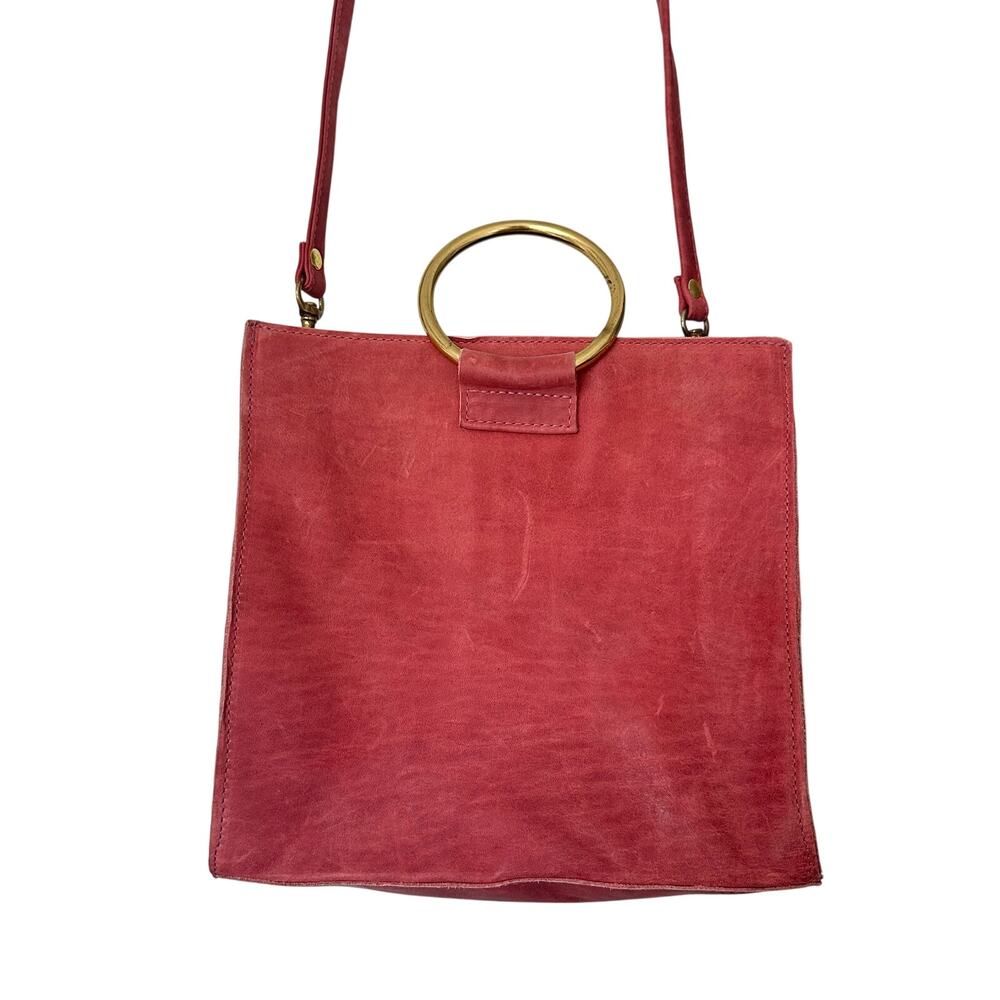 Ceri Hoover 'Simone' Dusty Rose Boho Chic Convertible Crossbody Leather Handbag